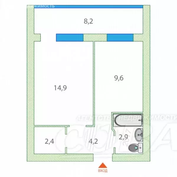1-комнатная квартира: Тюмень, Суходольская улица, 14 (34 м) - Фото 1