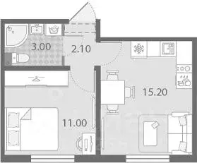 1-к кв. Ленинградская область, Всеволожское городское поселение, пос. ... - Фото 1