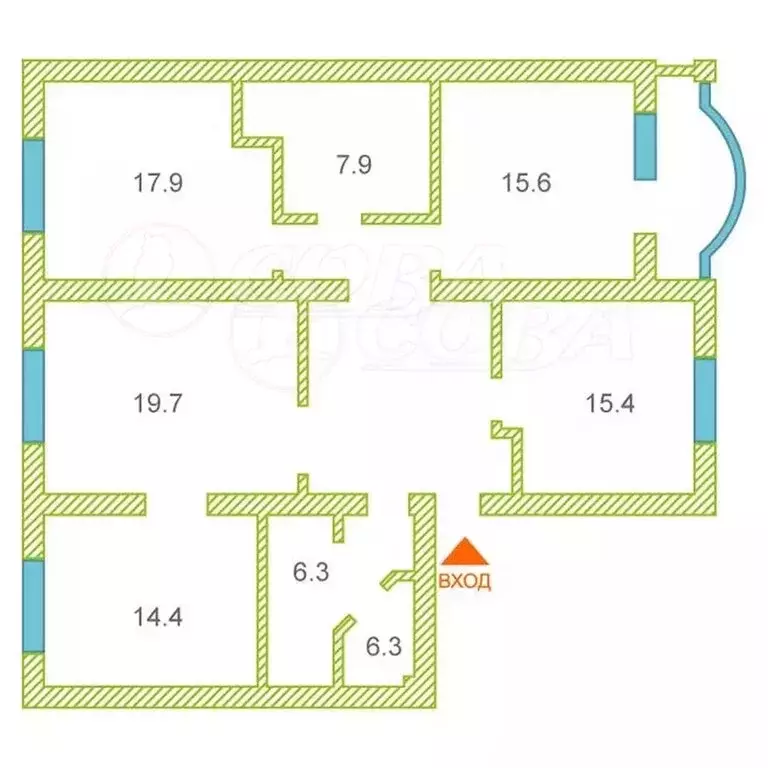4-комнатная квартира: Тюмень, улица Володарского, 18 (121 м) - Фото 1