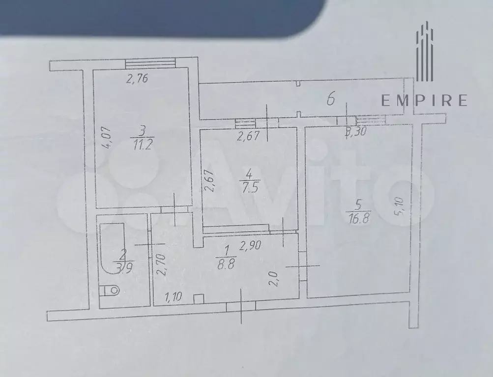 2-к. квартира, 54 м, 8/9 эт. - Фото 0
