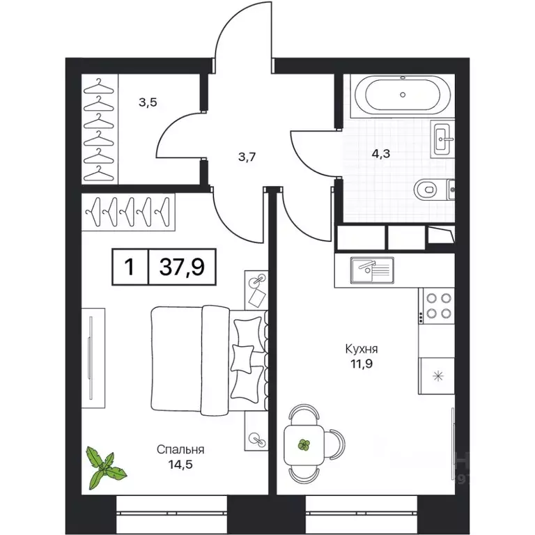 1-к кв. Московская область, Пушкино Пушкино Град жилой комплекс, к2 ... - Фото 1