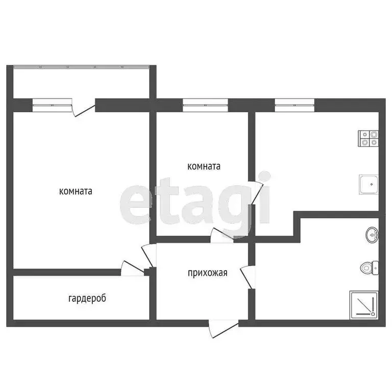 2-комнатная квартира: Тобольск, 6-й микрорайон, 17А (44 м) - Фото 1