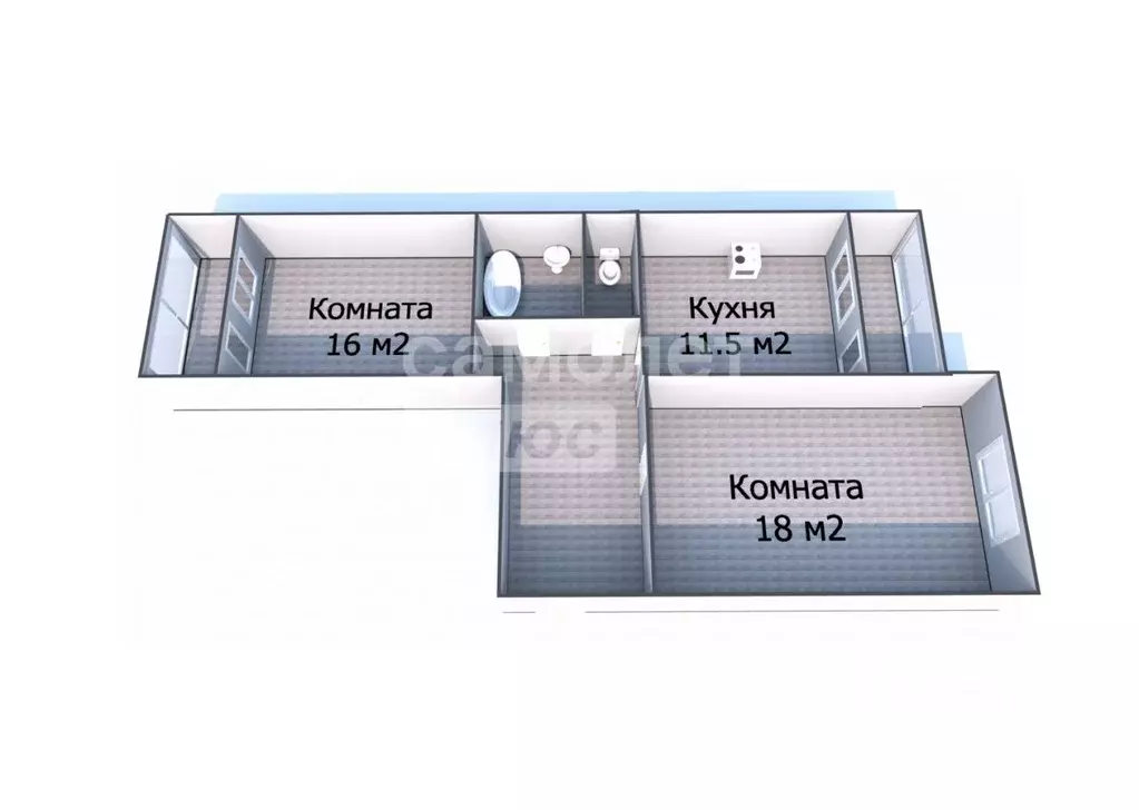 2-к кв. Пензенская область, Пенза ул. Антонова, 28 (64.0 м) - Фото 1