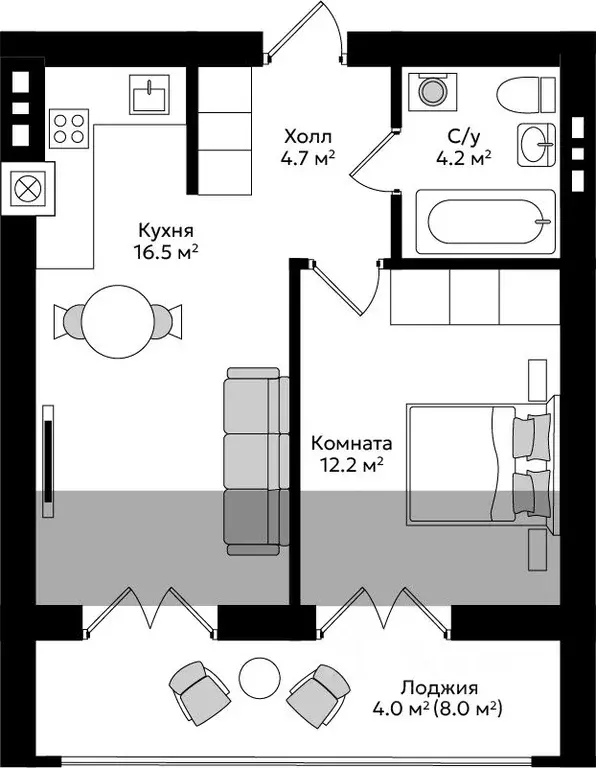 1-к кв. Калининградская область, Гурьевск Пражский жилой комплекс ... - Фото 1