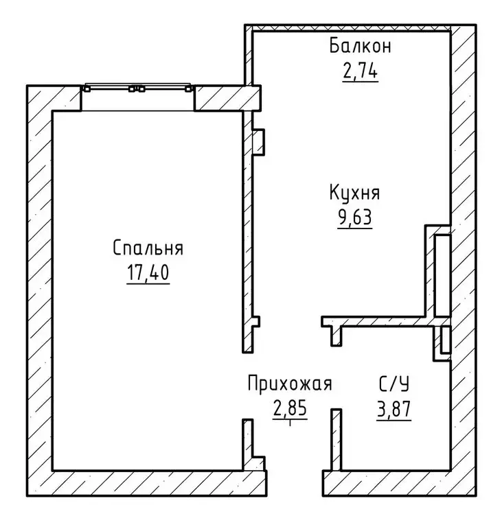 1-комнатная квартира: Нальчик, улица А.А. Кадырова, 2/6 (36 м) - Фото 1