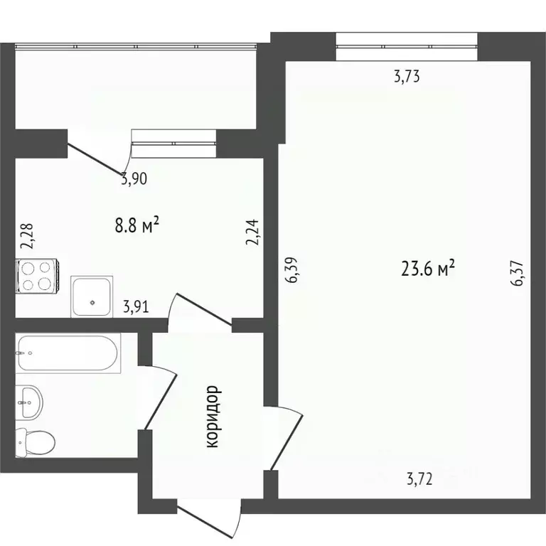 1-к кв. Белгородская область, Белгород ул. Каштановая, 6 (40.8 м) - Фото 1