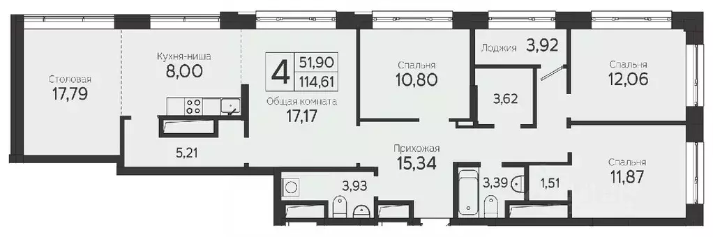 4-к кв. Томская область, Томск Комсомольский просп., 48Б (114.61 м) - Фото 0