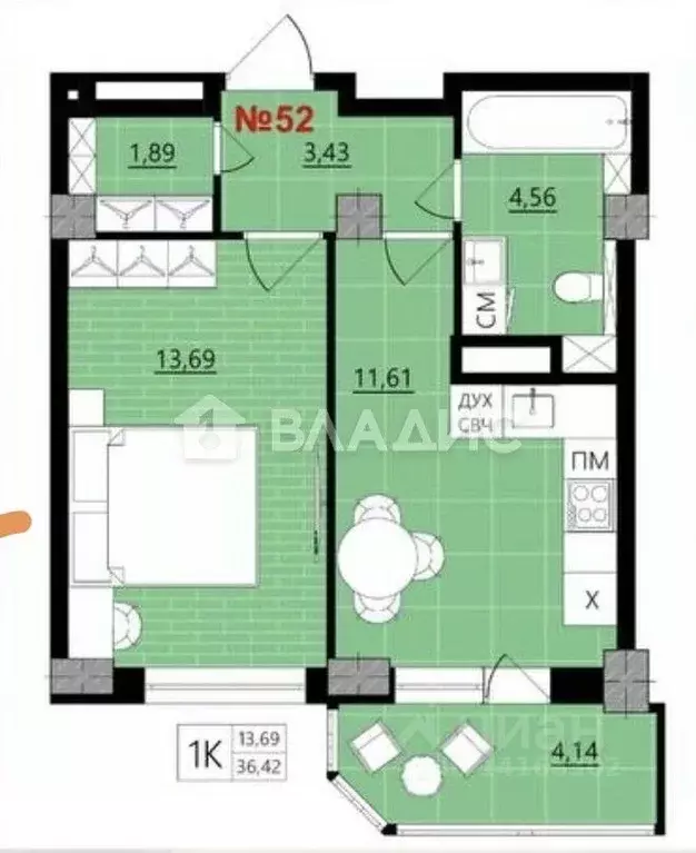 1-к кв. Белгородская область, Белгород Молодежная ул., 22 (36.42 м) - Фото 2