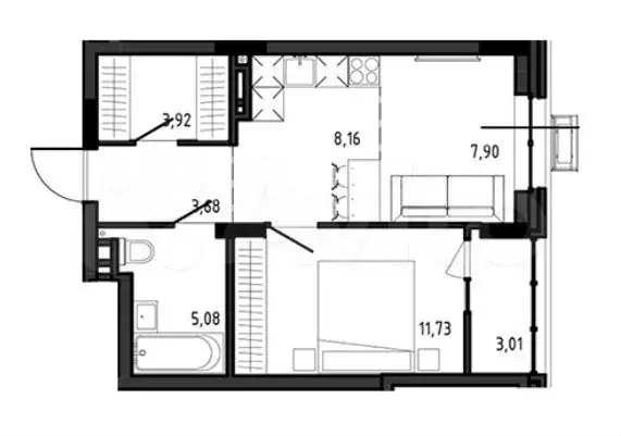 2-к. квартира, 43,5 м, 3/10 эт. - Фото 0