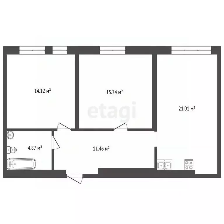 2-к кв. Тюменская область, Тюмень ул. Николая Машарова, 8 (67.7 м) - Фото 2