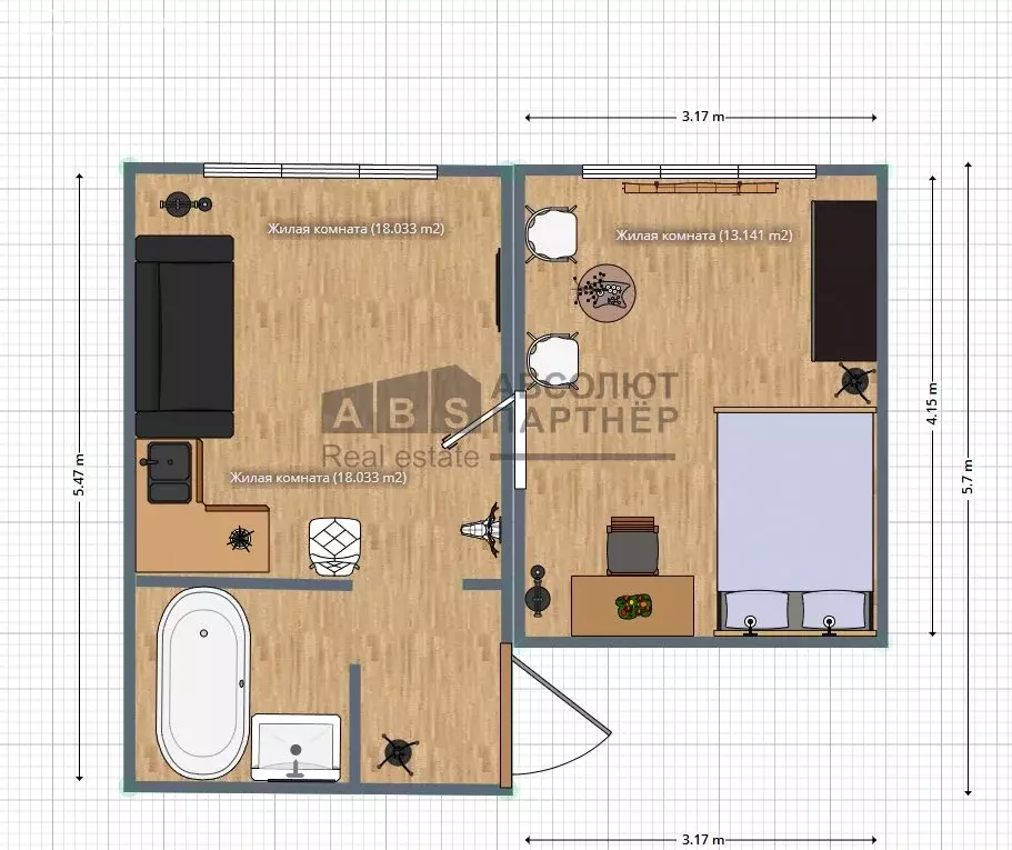 2к в 3-комнатной квартире (18 м) - Фото 1