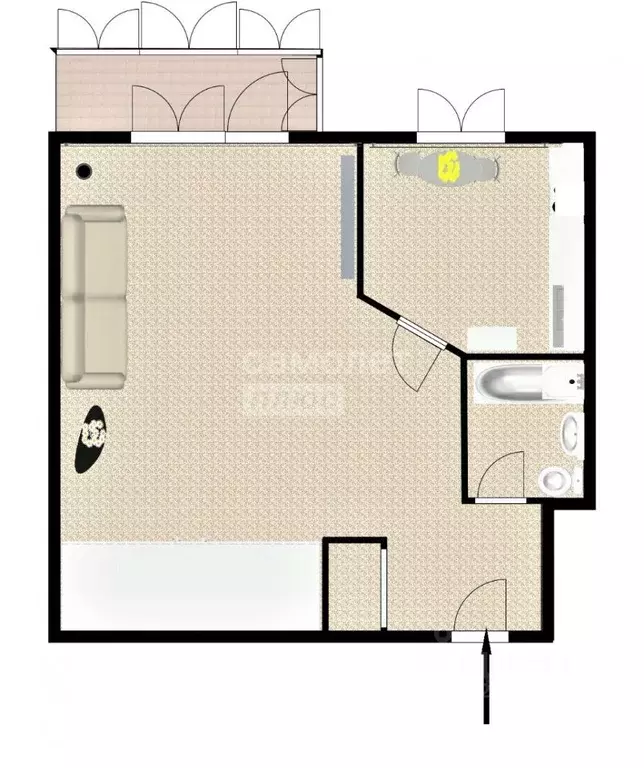 1-к кв. Пензенская область, Пенза ул. Луначарского, 34А (32.4 м) - Фото 2