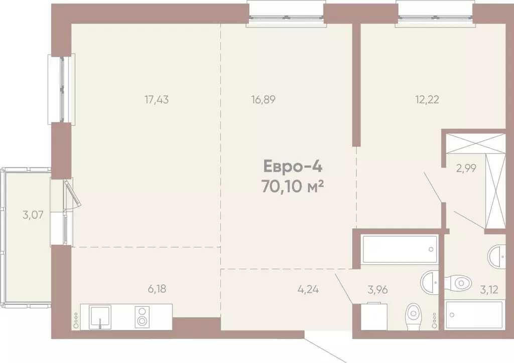 3-к кв. Иркутская область, Иркутск Советская ул., 109/3 (70.1 м) - Фото 1