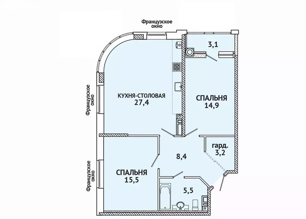 2-комнатная квартира: Ставрополь, улица Генерала Маргелова, 3/1 (79 м) - Фото 0