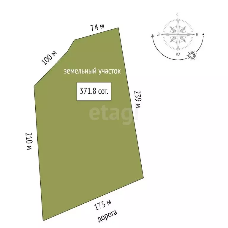 Участок в Оленевка, Объездная улица (371.8 м) - Фото 1