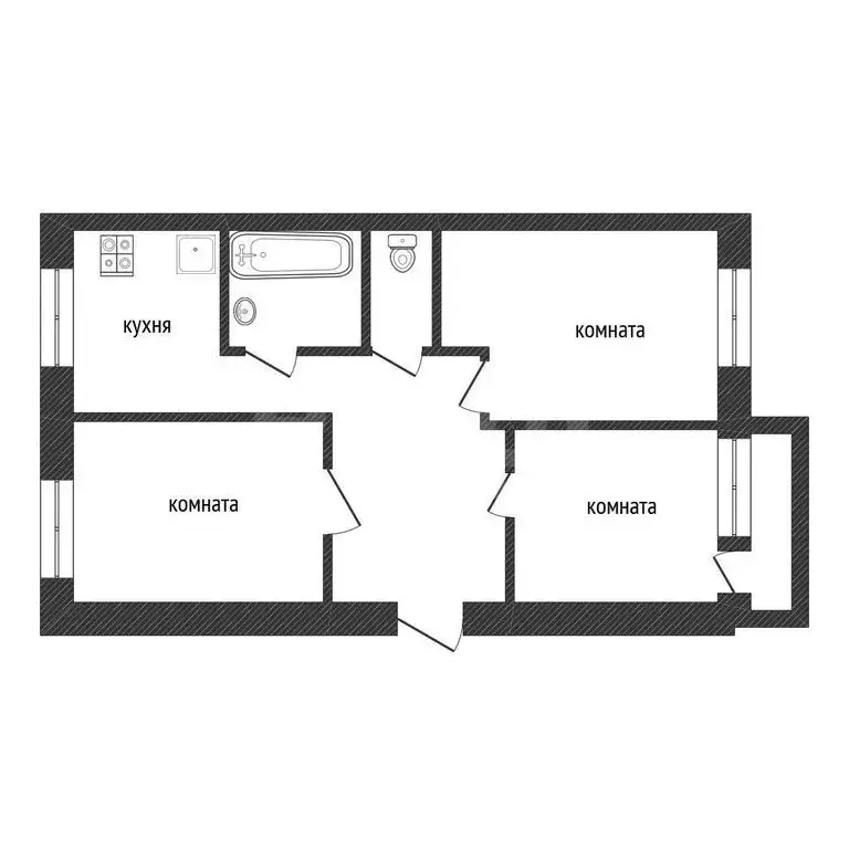 3-комнатная квартира: Кириши, Ленинградская улица, 7 (58.2 м) - Фото 1