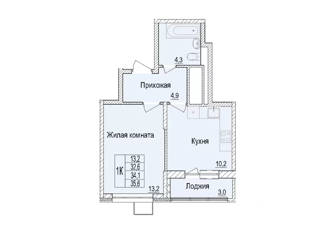 1-к кв. Московская область, Мытищи Медицинская ул., 2Б (32.6 м) - Фото 0