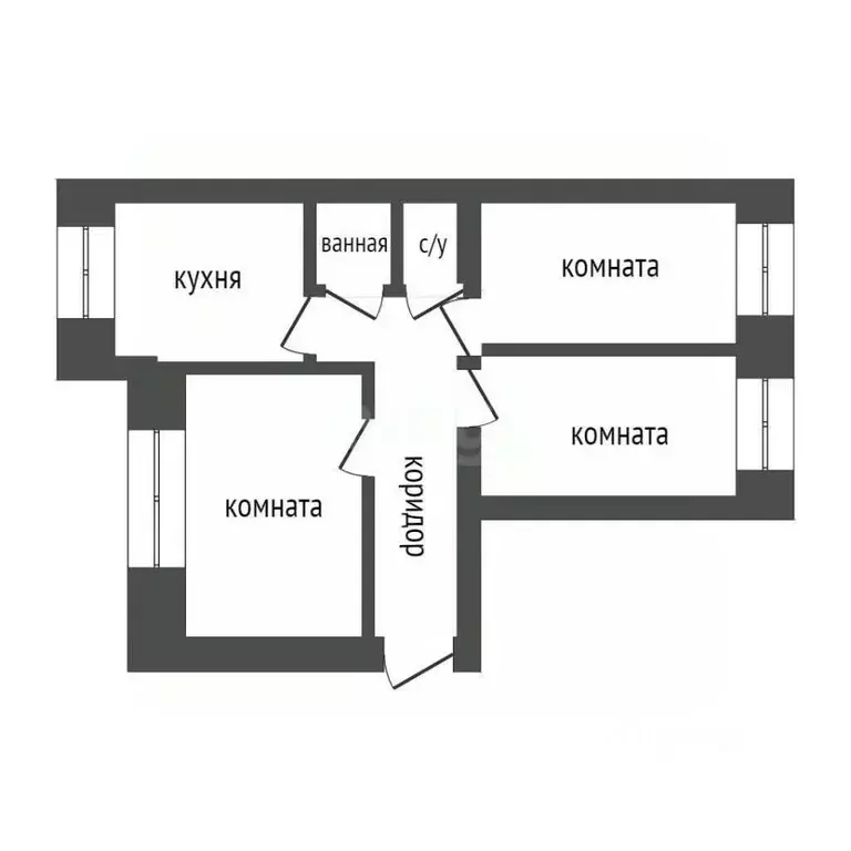 3-к кв. Курганская область, Курган Заозерный жилрайон, 6А мкр, 4А ... - Фото 2