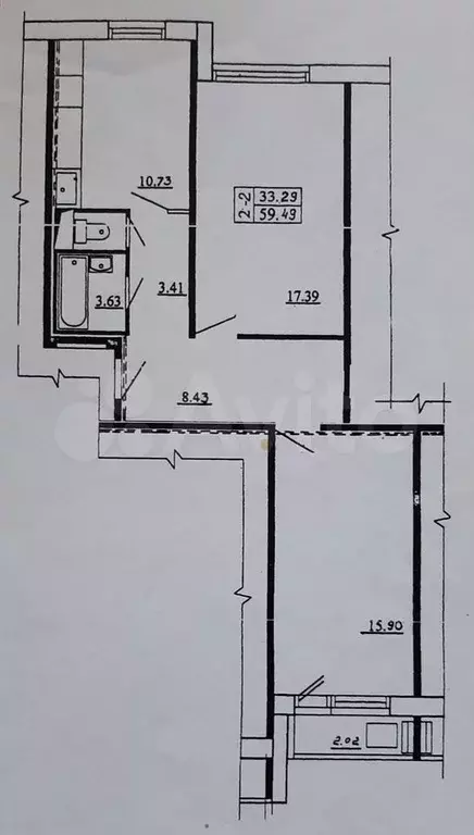 2-к. квартира, 59,4 м, 3/10 эт. - Фото 0
