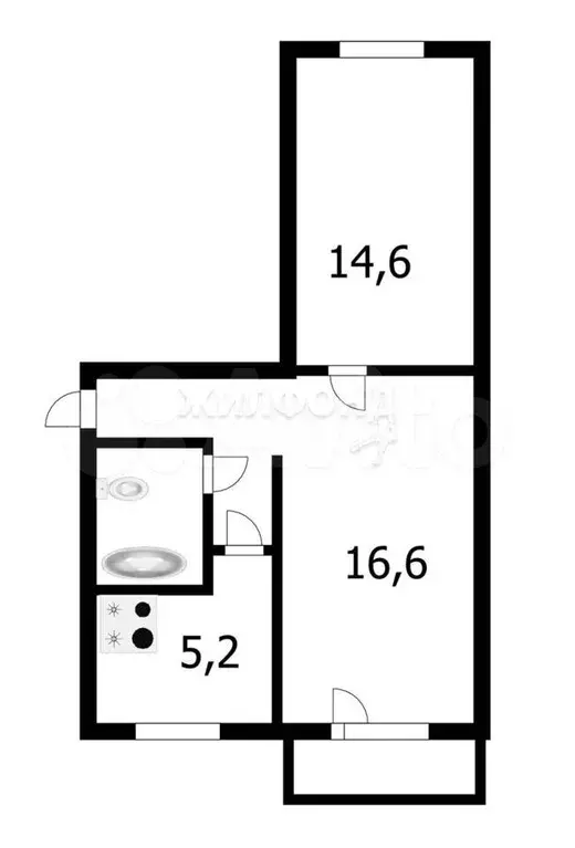 2-к. квартира, 44,7 м, 5/5 эт. - Фото 0