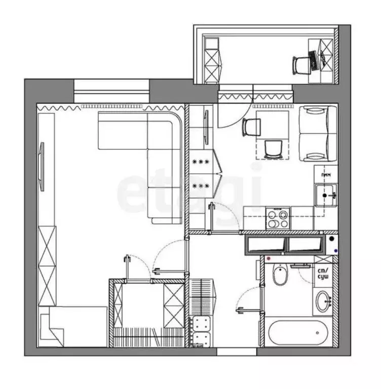 1-комнатная квартира: Тверь, бульвар Гусева, 61 (43 м) - Фото 1
