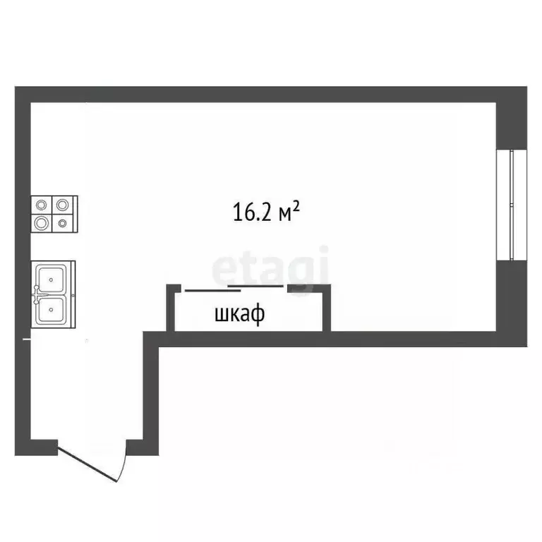 1-к кв. Томская область, Томск Учебная ул., 40 (16.2 м) - Фото 2