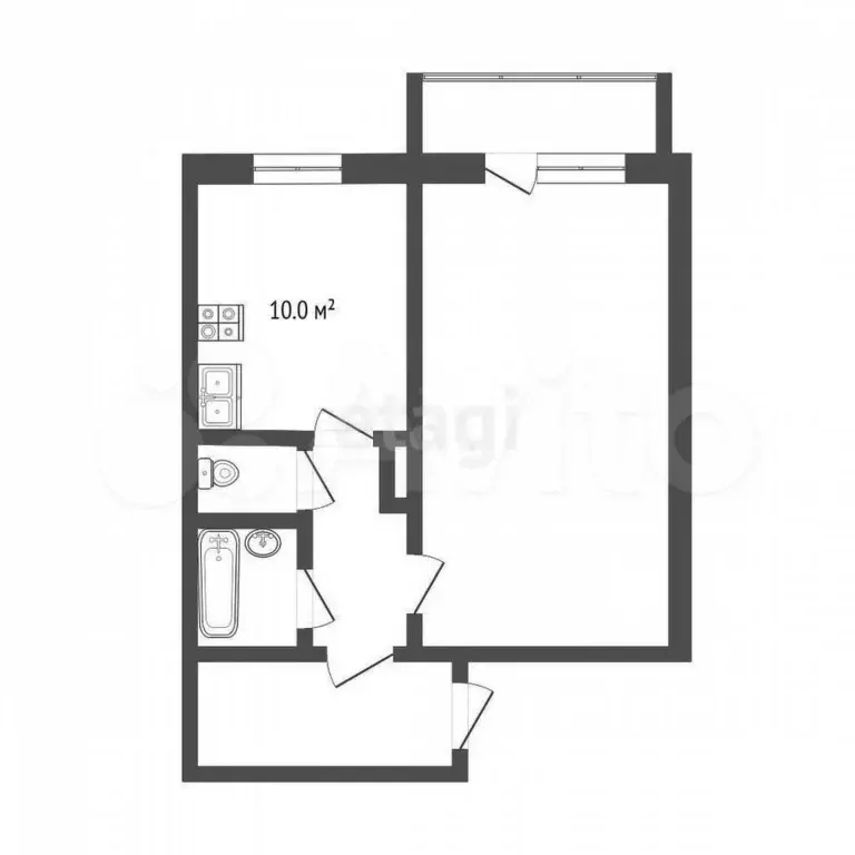 1-к. квартира, 28,7 м, 8/9 эт. - Фото 0