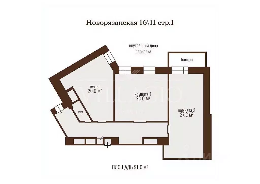 3-к кв. Москва Новорязанская ул., 16/11С1 (91.0 м) - Фото 1