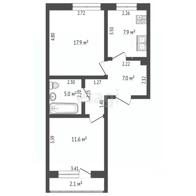 2-к кв. Забайкальский край, Чита ул. Бутина, 73 (49.4 м) - Фото 1