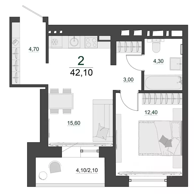 2-к кв. Красноярский край, Красноярск Нанжуль-Солнечный мкр, Фестиваль ... - Фото 1