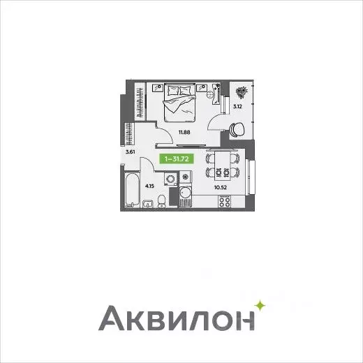 1-к кв. Архангельская область, Северодвинск  (31.72 м) - Фото 0