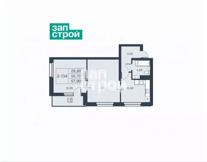 1-к кв. Санкт-Петербург просп. Патриотов, 34 (56.0 м) - Фото 2
