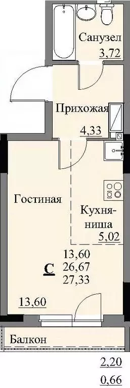 Студия Удмуртия, Ижевск Автопроизводство жилрайон, 3-й мкр, Арден на ... - Фото 0