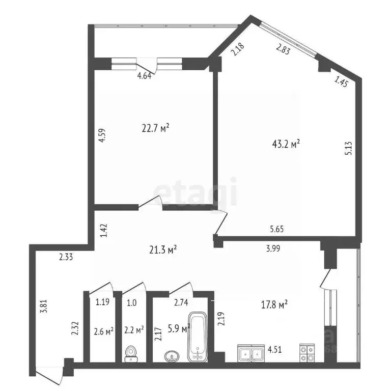 3-к кв. Крым, Ялта муниципальный округ, Виноградное пгт ул. Яузы, 21А ... - Фото 2