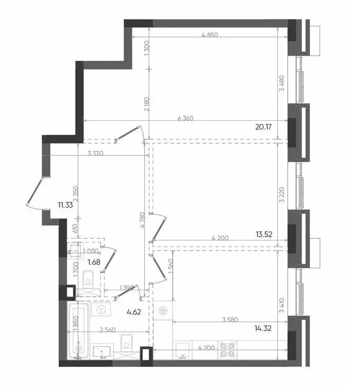 2-комнатная квартира: Казань, ЖК Вознесенский Квартал (65.64 м) - Фото 0