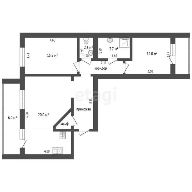 2-комнатная квартира: Вологда, улица Возрождения, 26 (76.6 м) - Фото 1