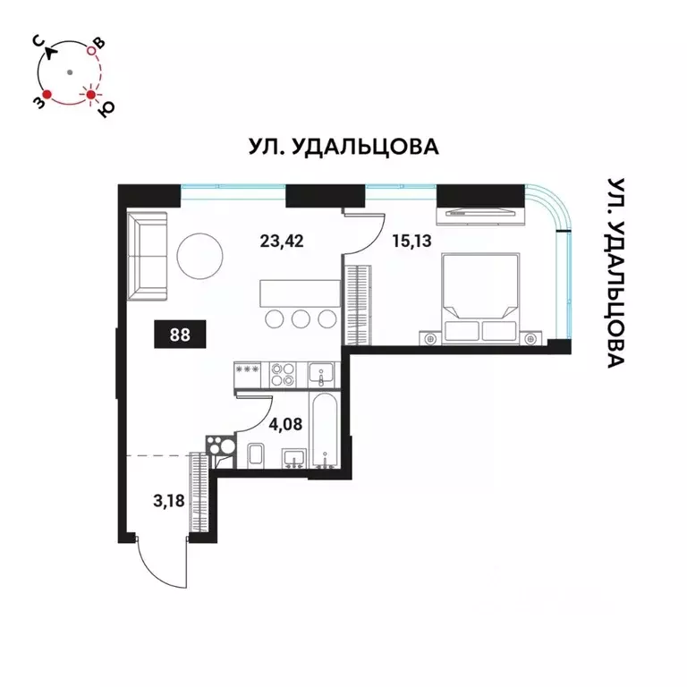 2-к кв. Москва Инноватор жилой комплекс, кА (46.05 м) - Фото 0