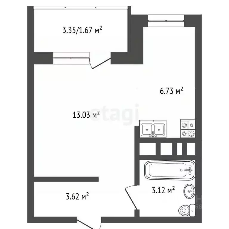 Студия Калининградская область, Светлогорск Майский проезд, 19 (28.0 ... - Фото 2