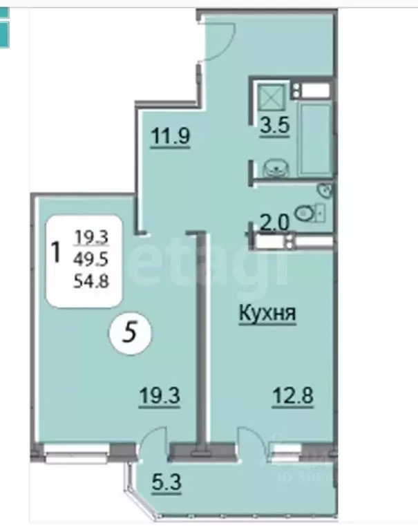 1-к кв. Московская область, Химки Ленинский просп., 18 (54.8 м) - Фото 0