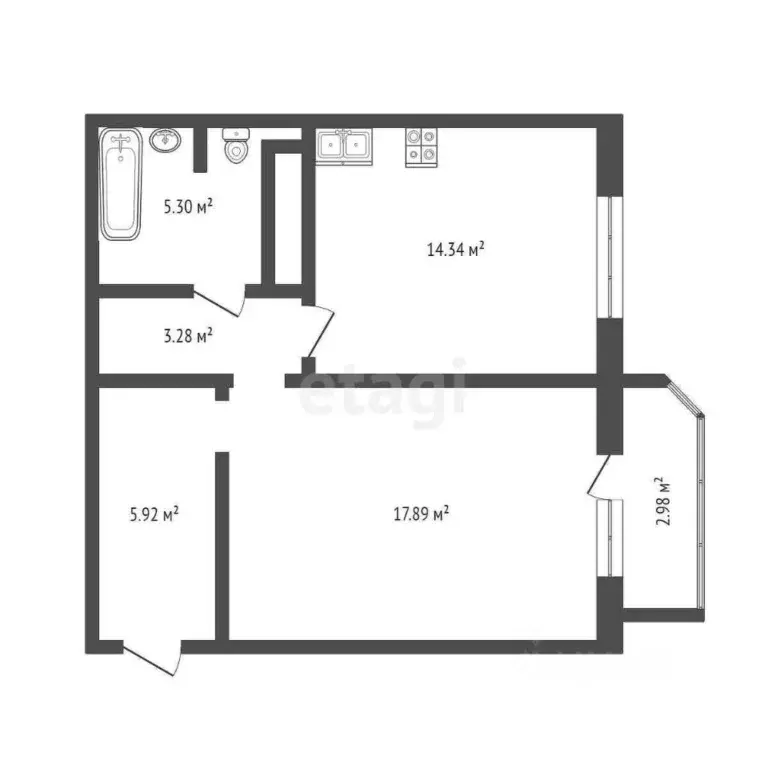 1-к кв. Тюменская область, Тюмень ул. Федюнинского, 60к2 (46.6 м) - Фото 1