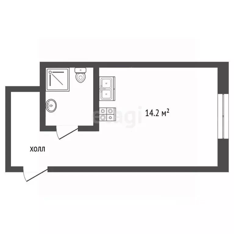 Студия Москва ул. Декабристов, 29 (14.2 м) - Фото 1