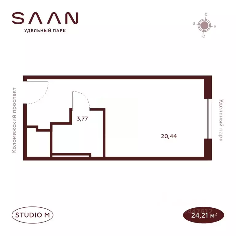 Студия Санкт-Петербург  (24.21 м) - Фото 2