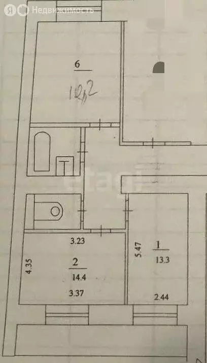 3-комнатная квартира: Казань, улица Гаврилова, 2 (37.9 м) - Фото 1