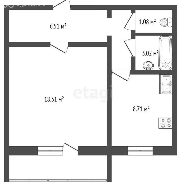 1-комнатная квартира: Миасс, улица Колесова, 11 (31.1 м) - Фото 1