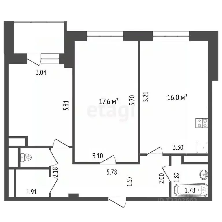 2-к кв. Ханты-Мансийский АО, Сургут ул. Ивана Захарова, 19 (66.3 м) - Фото 0