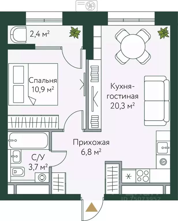 1-к кв. Волгоградская область, Волгоград Новосибирская ул., 74 (44.1 ... - Фото 0
