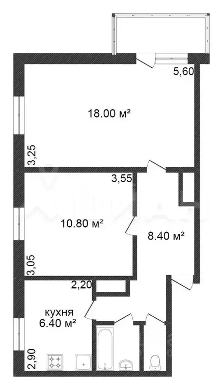 2-к кв. Кемеровская область, Новокузнецк ул. Тореза, 105 (49.3 м) - Фото 1