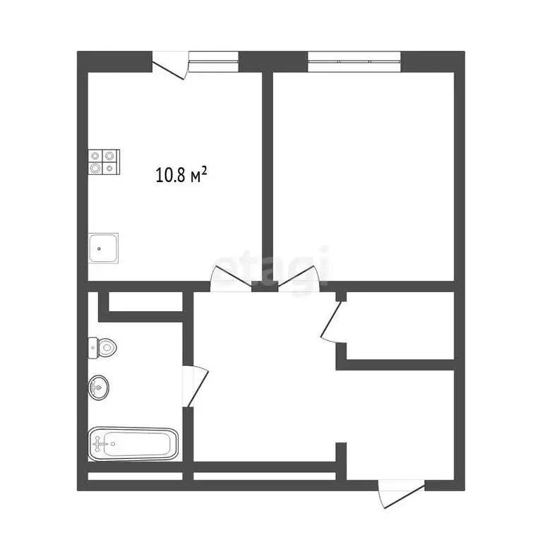 1-комнатная квартира: Тюмень, улица Бакинских Комиссаров, 1 (37 м) - Фото 1