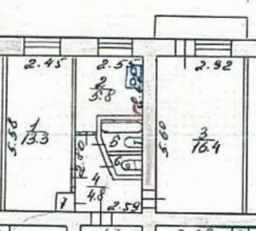 2-к. квартира, 43,6 м, 5/5 эт. - Фото 0