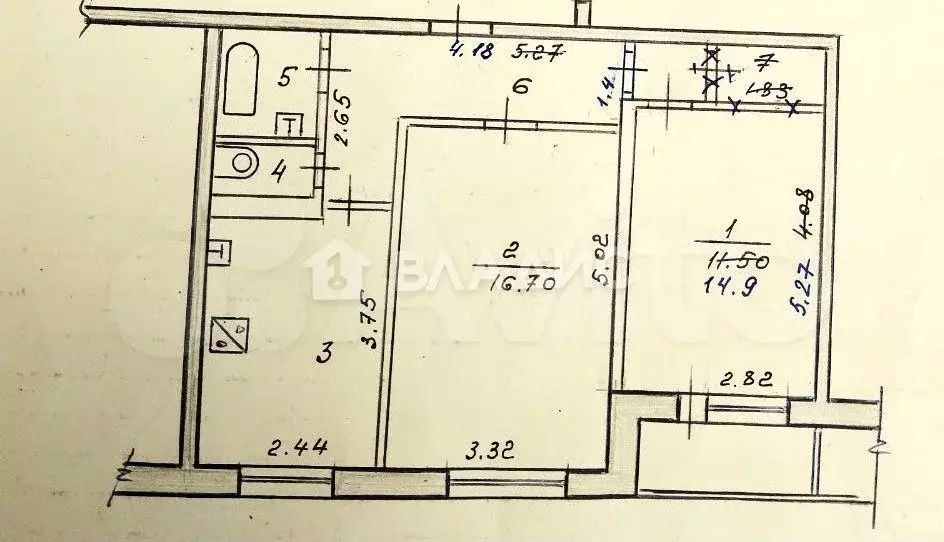 2-к. квартира, 52,7 м, 9/9 эт. - Фото 0